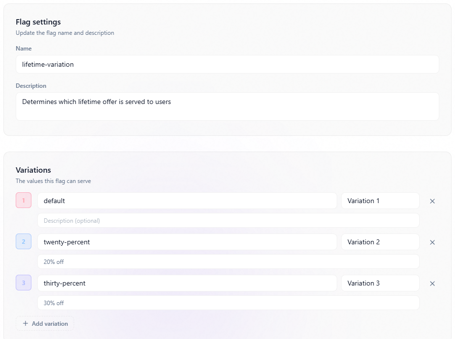 Flag settings layout