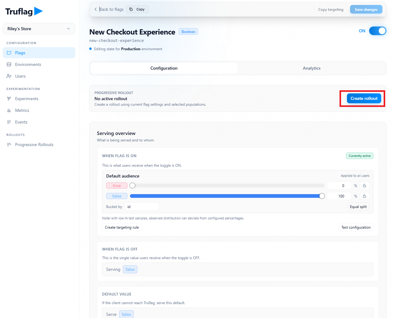 Click Create rollout.